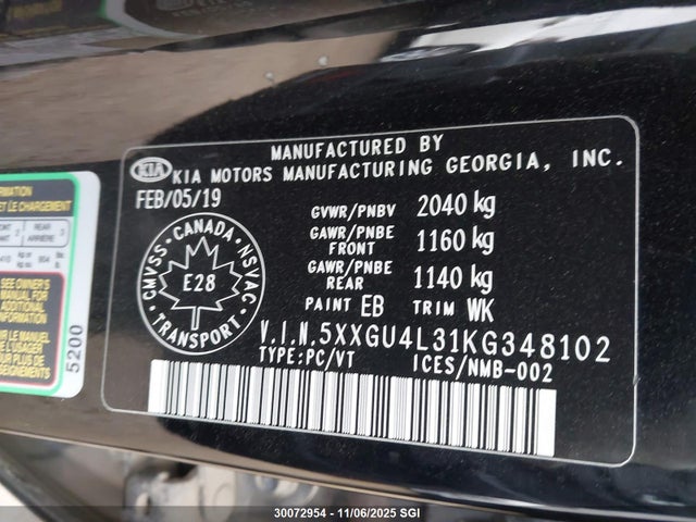 KIA gdi 2019 5XXGU4L31KG348102 Image 9