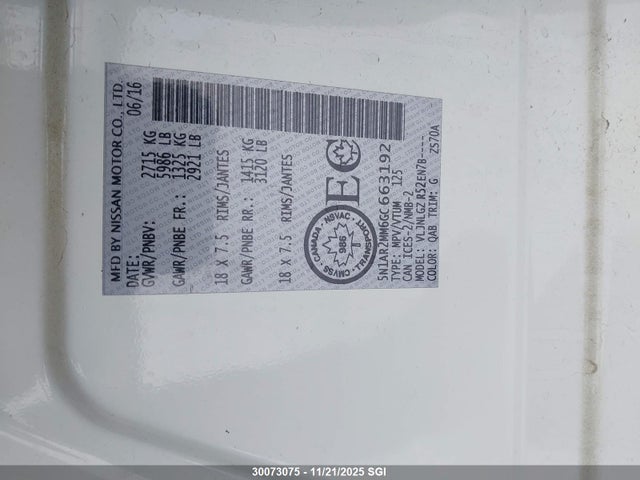 5N1AR2MM6GC663192 Nissan Pathfinder