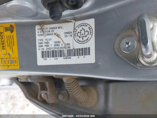 2HGFC2F62JH019186 Honda Civic Lx