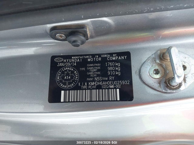 KMHDH6AH0EU025932 Hyundai Elantra Coupe Gs/se
