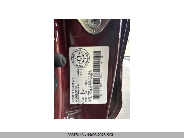 Aukcja sprzedaży 2013 Honda Civic Lx, vin: 2HGFB2F5XDH032671, numer aukcji: 30075113