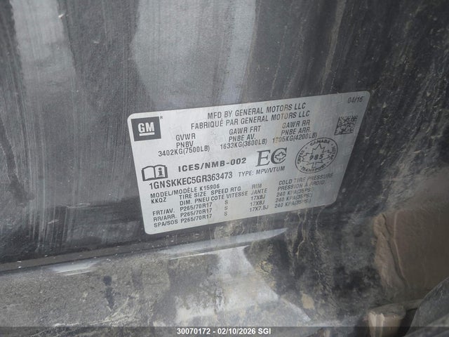 1GNSKKEC5GR363473 Chevrolet Suburban K1500