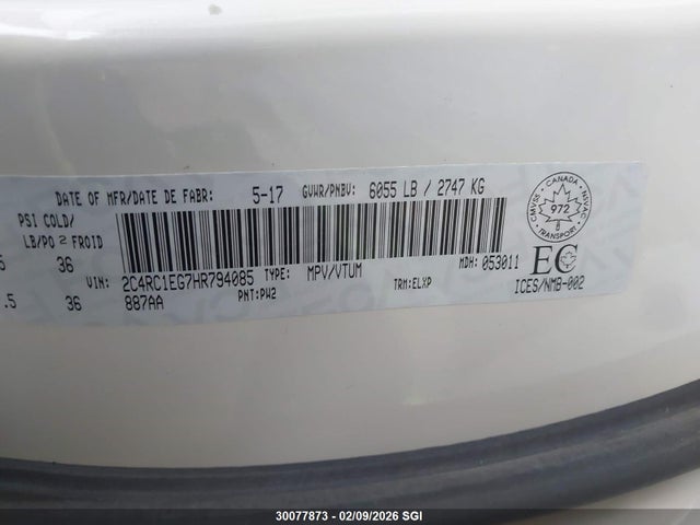 Chrysler Pacifica Touring L Plus 2017 2C4RC1EG7HR794085 Image 9