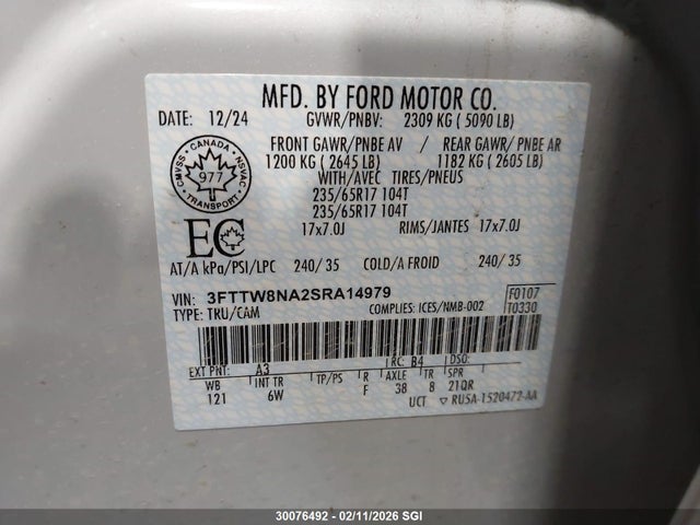 3FTTW8NA2SRA14979 Ford Maverick Tremor