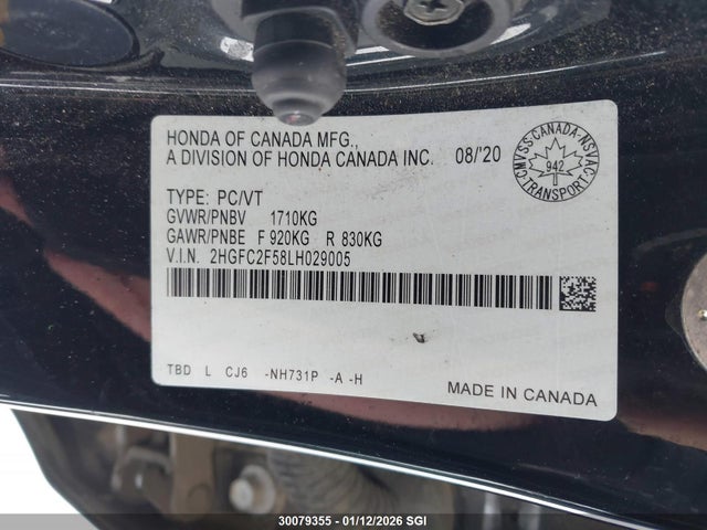 Honda k20c2 2020 2HGFC2F58LH029005 Image 9