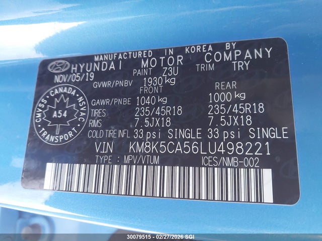 Hyundai Kona Ultimate 2020 KM8K5CA56LU498221 Image 9