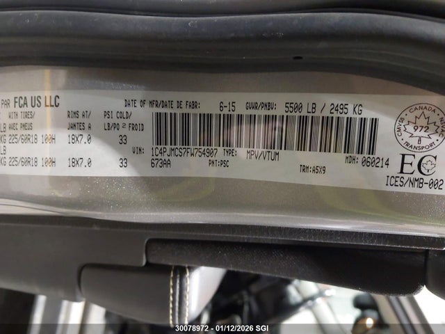 Jeep Cherokee Latitude 2015 1C4PJMCS7FW754907 Image 9
