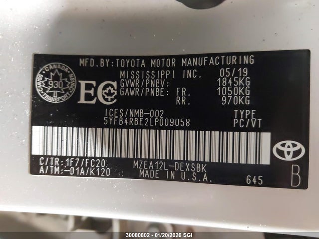 Toyota m20-fks 2020 5YFB4RBE2LP009058 Image 9