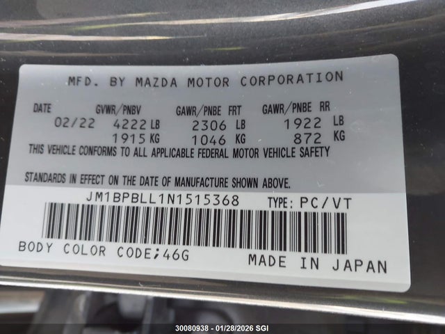 JM1BPBLL1N1515368 Mazda 3 Preferred