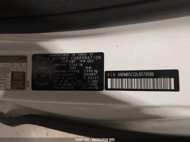KNDMB5C12L6579586 KIA Sedona Lx/ex