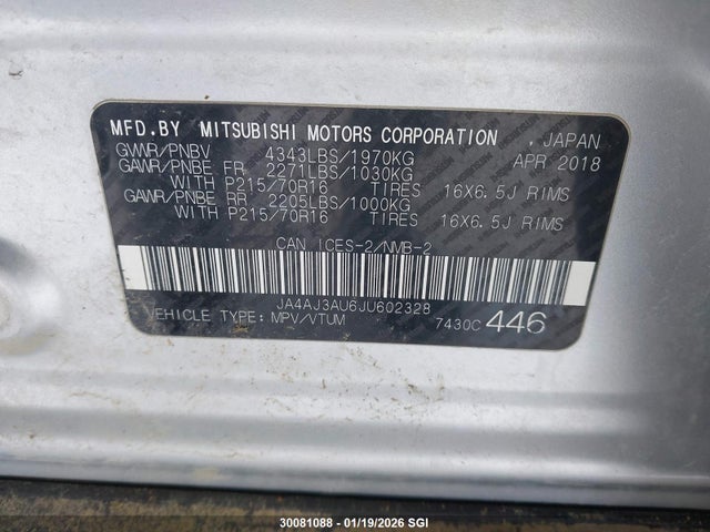 JA4AJ3AU6JU602328 Mitsubishi RVR SE