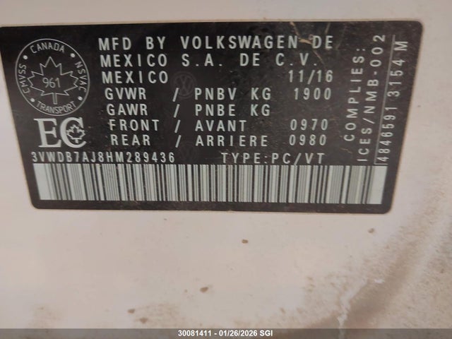 3VWDB7AJ8HM289436 Volkswagen JETTA SE