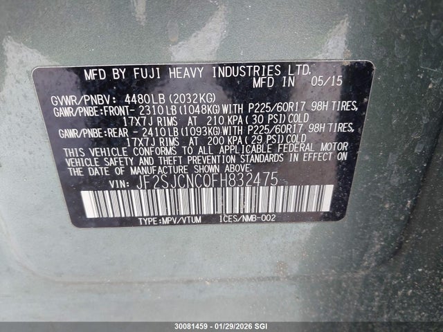 JF2SJCNC0FH832475 Subaru Forester 2.5i
