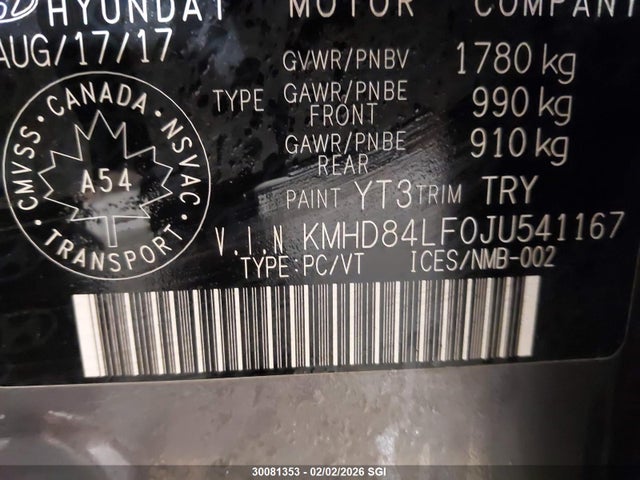 KMHD84LF0JU541167 Hyundai Elantra Sel/value/limited