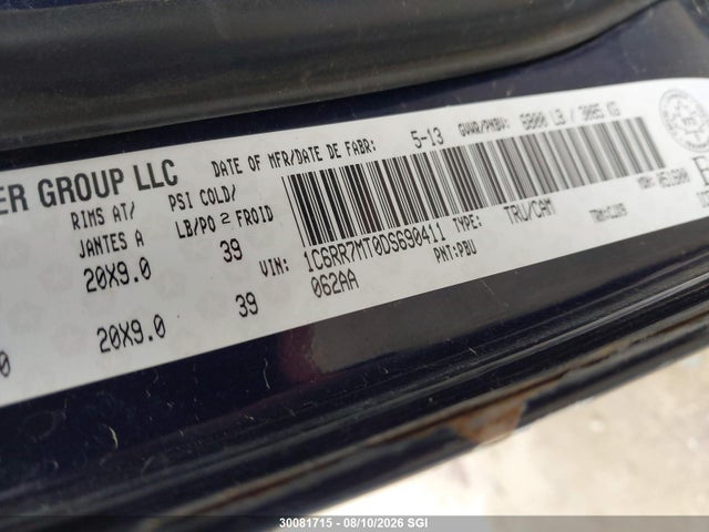 Aukcja sprzedaży 2013 Ram 1500 Sport, vin: 1C6RR7MT0DS690411, numer aukcji: 30081715