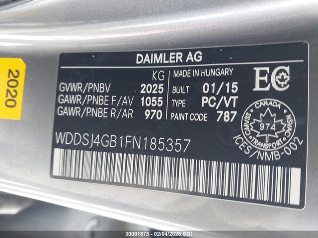 WDDSJ4GB1FN185357 Mercedes-Benz CLA 250 4MATIC