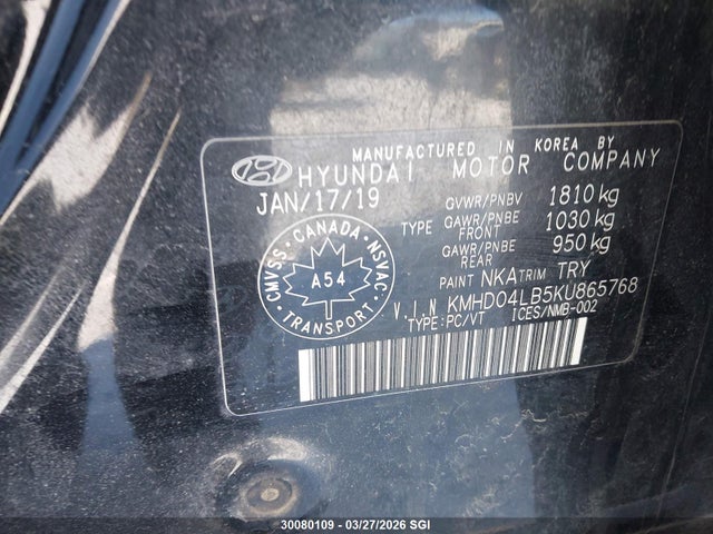KMHD04LB5KU865768 Hyundai Elantra Sport
