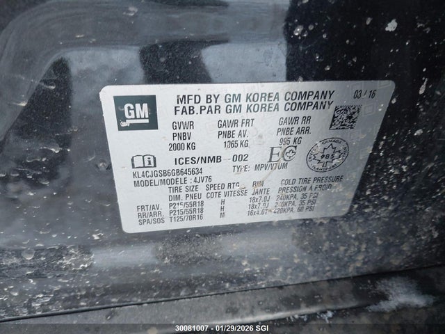 KL4CJGSB6GB645634 Buick Encore