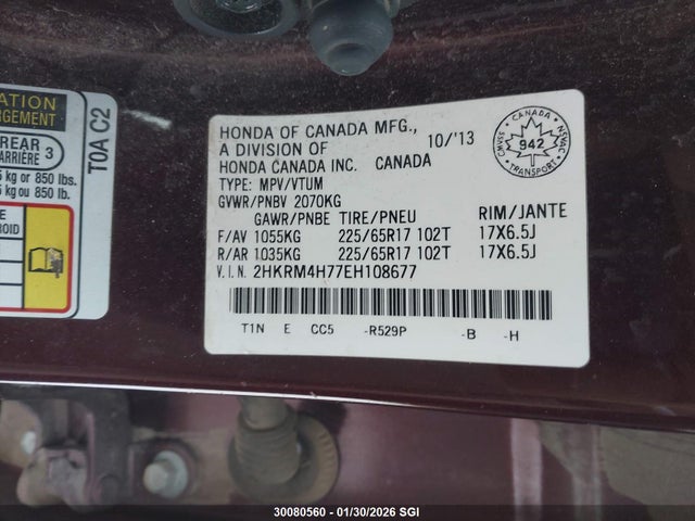 2HKRM4H77EH108677 Honda CR-V EXL