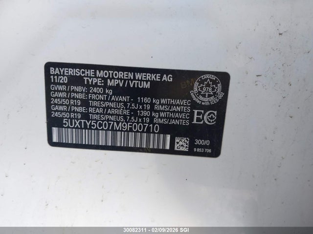 5UXTY5C07M9F00710 BMW X3 Xdrive30i