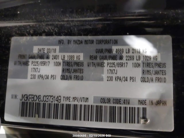 JM3KFBCM8J0373149 Mazda Cx-5 Touring