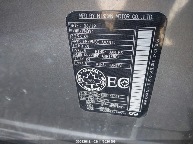 3PCAJ5M32KF143068 Infiniti Qx50 Essential/pure