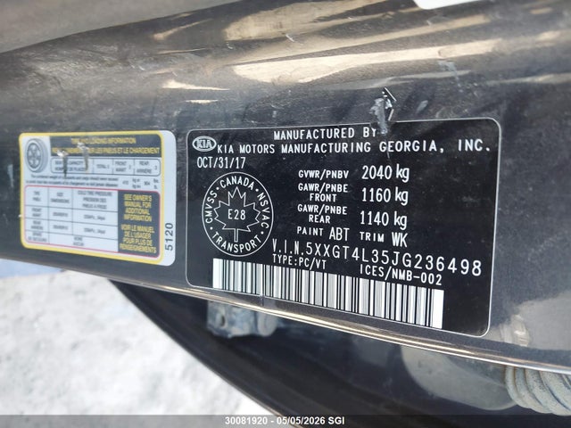 5XXGT4L35JG236498 KIA OPTIMA LX/S
