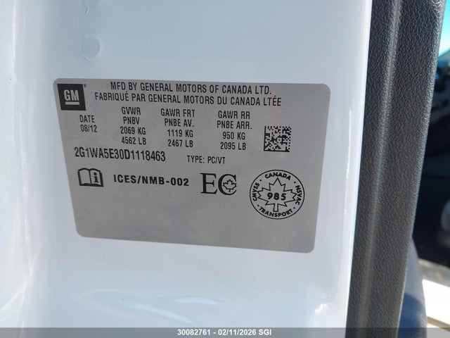 Aukcja sprzedaży 2013 Chevrolet Impala Ls, vin: 2G1WA5E30D1118463, numer aukcji: 30082761