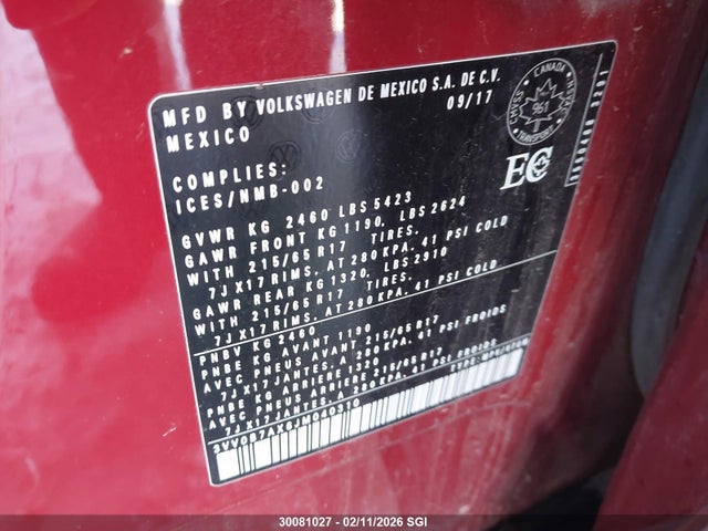 Volkswagen TIGUAN S 2018 3VV0B7AX6JM040310 Image 9