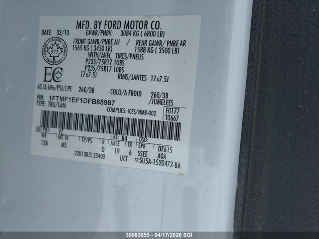Продаж на аукціоні авто 2013 Ford F150, vin: 1FTMF1EF1DFB85987, номер лоту: 30083055
