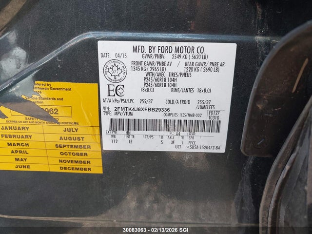 2FMTK4J8XFBB29336 Ford EDGE SEL