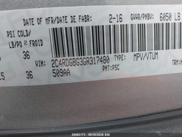 Dodge Grand Caravan Se 2016 2C4RDGBG3GR317480 Image 9
