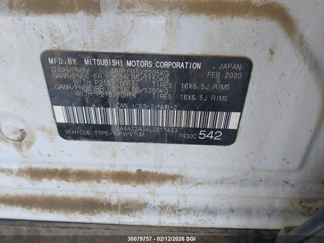 Mitsubishi Outlander Es 2020 JA4AZ2A34LZ611433 Image 9