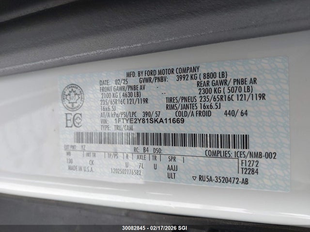 Ford Transit-150 Cargo 2025 1FTYE2Y81SKA11669 Image 9