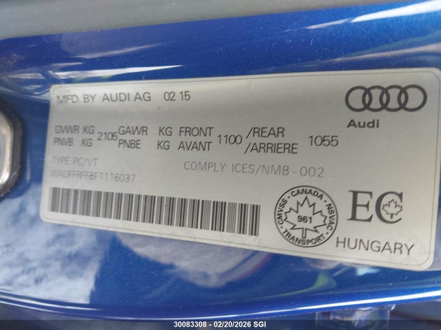 WAUFFRFF8F1116037 Audi A3