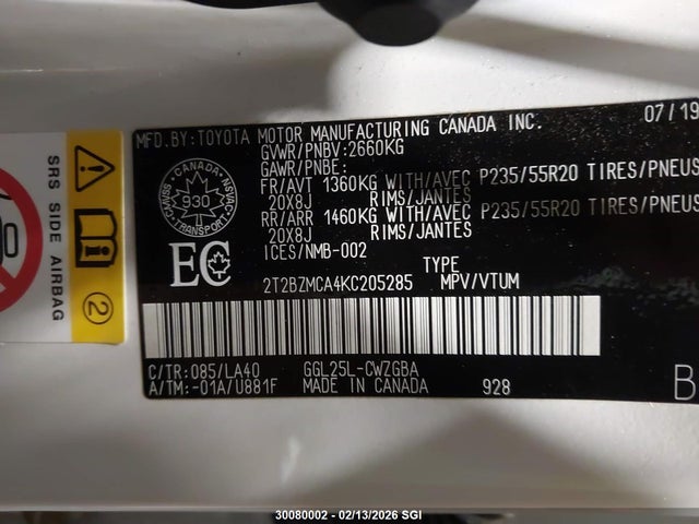 2T2BZMCA4KC205285 Lexus Rx 350 Base/350 F Sport