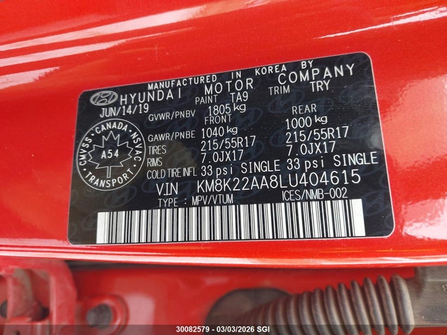 Hyundai Kona Sel 2020 KM8K22AA8LU404615 Image 9