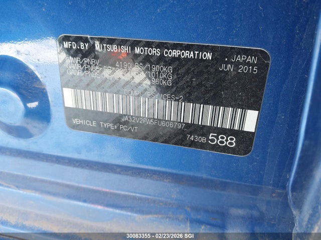 Mitsubishi Lancer Se 2015 JA32V2FW5FU606797 Image 9