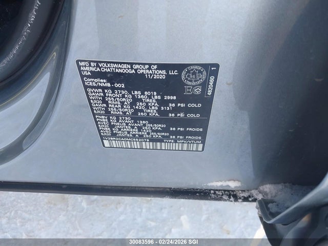 Volkswagen ATLAS SEL 2021 1V2BR2CA0MC552079 Image 9