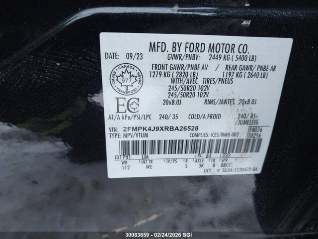 2FMPK4J9XRBA26528 Ford EDGE SEL