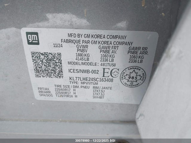 KL77LHE24SC163408 Chevrolet TRAX 1LT