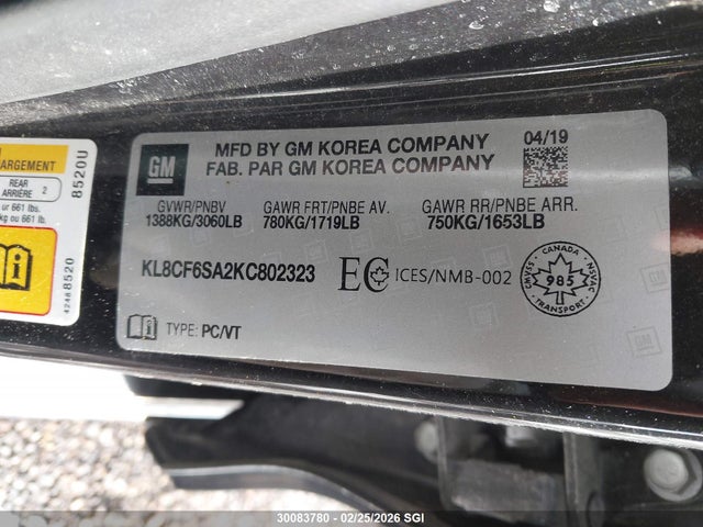 KL8CF6SA2KC802323 Chevrolet Spark 2lt