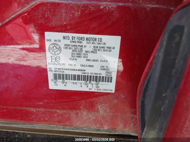 Ford EDGE ST 2022 2FMPK4AP2NBA48824 Image 9