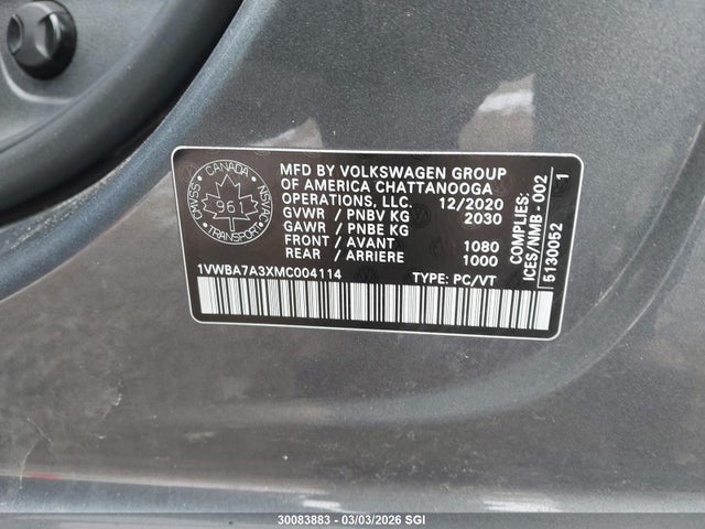 Volkswagen Passat Highline 2021 1VWBA7A3XMC004114 Image 9