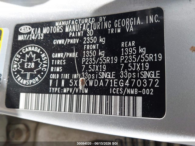 Aukcja sprzedaży 2014 Kia Sorento Sx/sx Limited, vin: 5XYKWDA71EG470372, numer aukcji: 30084020