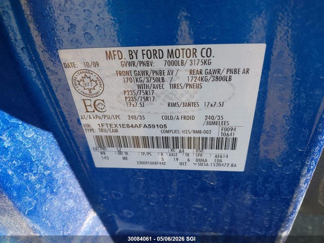 Продаж на аукціоні авто 2010 Ford F150 Super Cab, vin: 1FTEX1E84AFA59105, номер лоту: 30084061