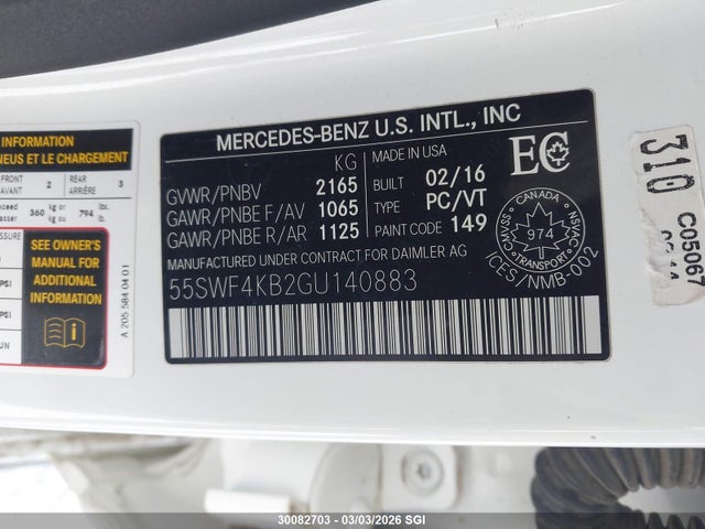 55SWF4KB2GU140883 Mercedes-Benz C 300 4matic