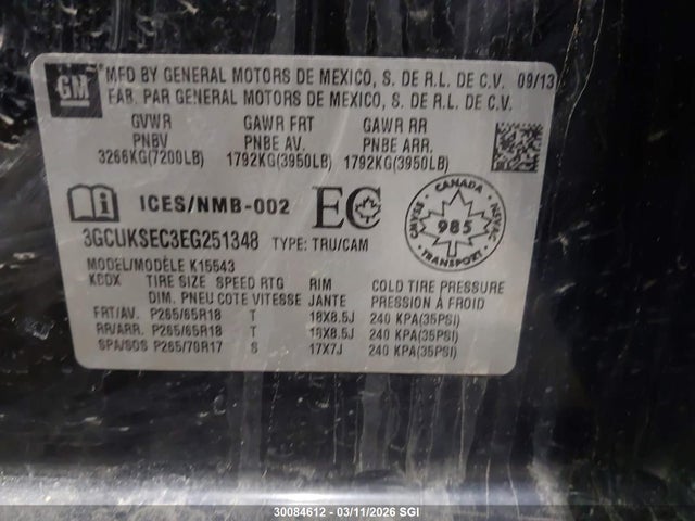 3GCUKSEC3EG251348 Chevrolet Silverado K1500 Ltz