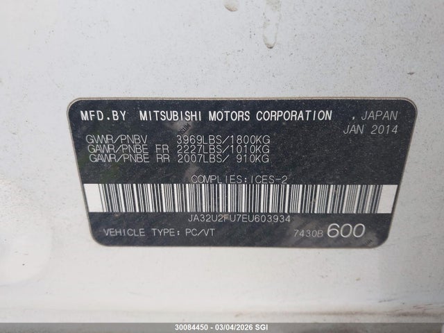 JA32U2FU7EU603934 Mitsubishi Lancer Es/es Sport