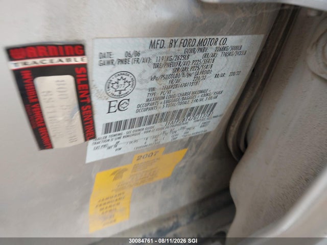 2007 Ford Five Hundred Limited მანქანა იყიდება აუქციონზე, vin: 1FAFP28147G113181, აუქციონის ნომერი: 30084761